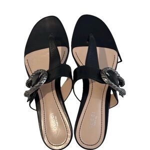 Gucci Dionysus Elegant Black Sandals with Silver Accent